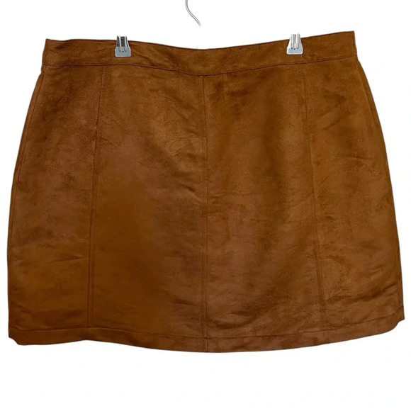 Old Navy Faux Suede Mini Skirt Burnt Ochre Size 16 - Picture 3 of 9